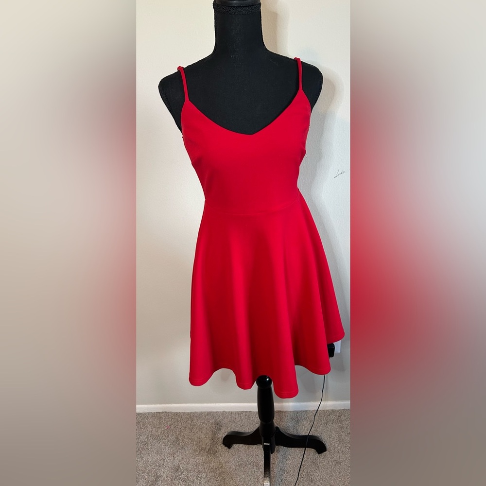 Lulu's Vibrant Red Spaghetti strap Dress